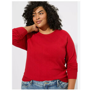 Torrid Red Tight-Knit Crew Neck Sweater Long Sleeves Medium Weight Sz 0 (LRG)
